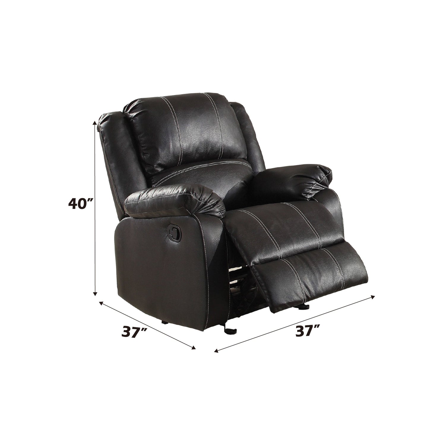 Zuriel Black Synthetic Leather 3PCS Living Room Recliner Set - 1st Choice Furniture Direct