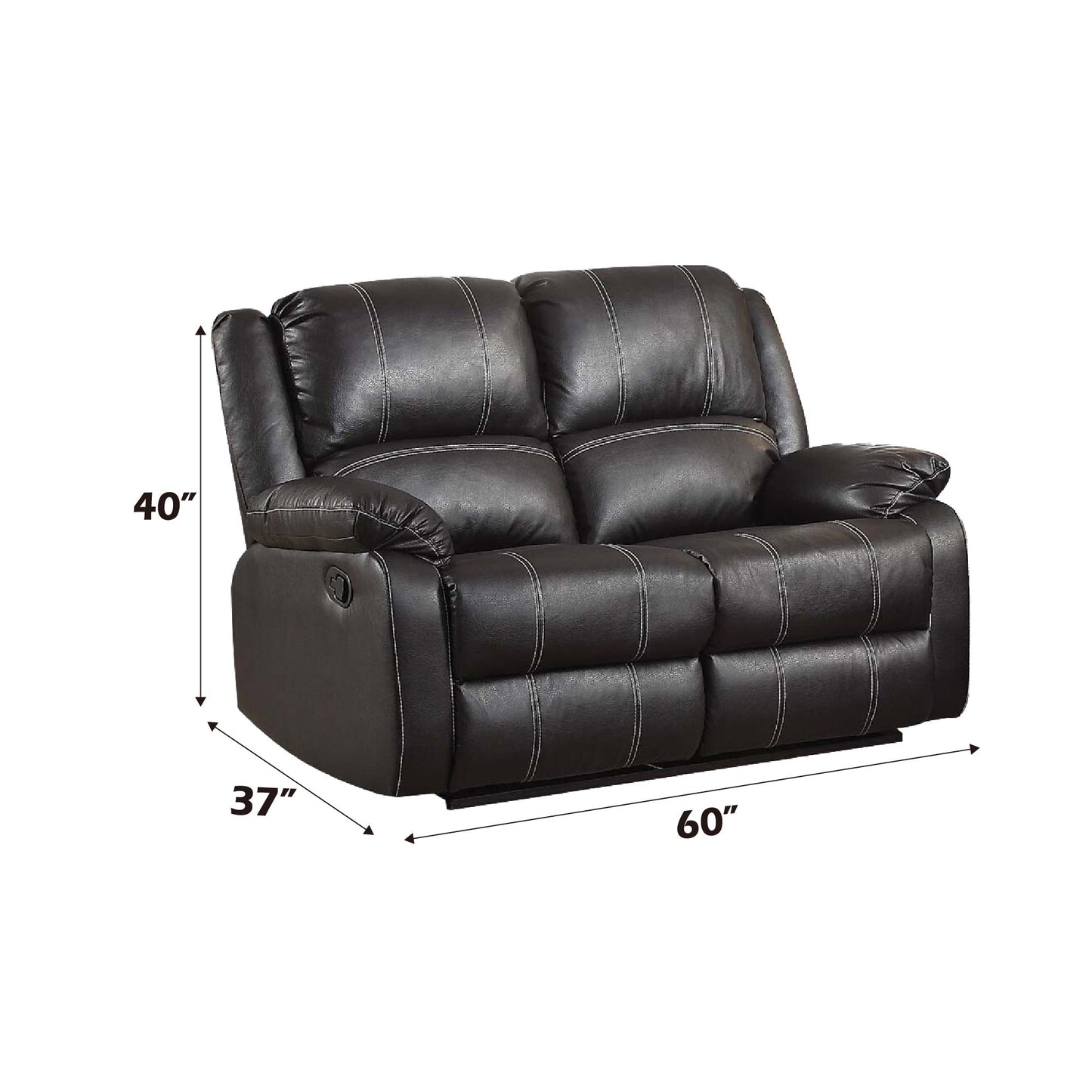 Zuriel Black Synthetic Leather 3PCS Living Room Recliner Set - 1st Choice Furniture Direct