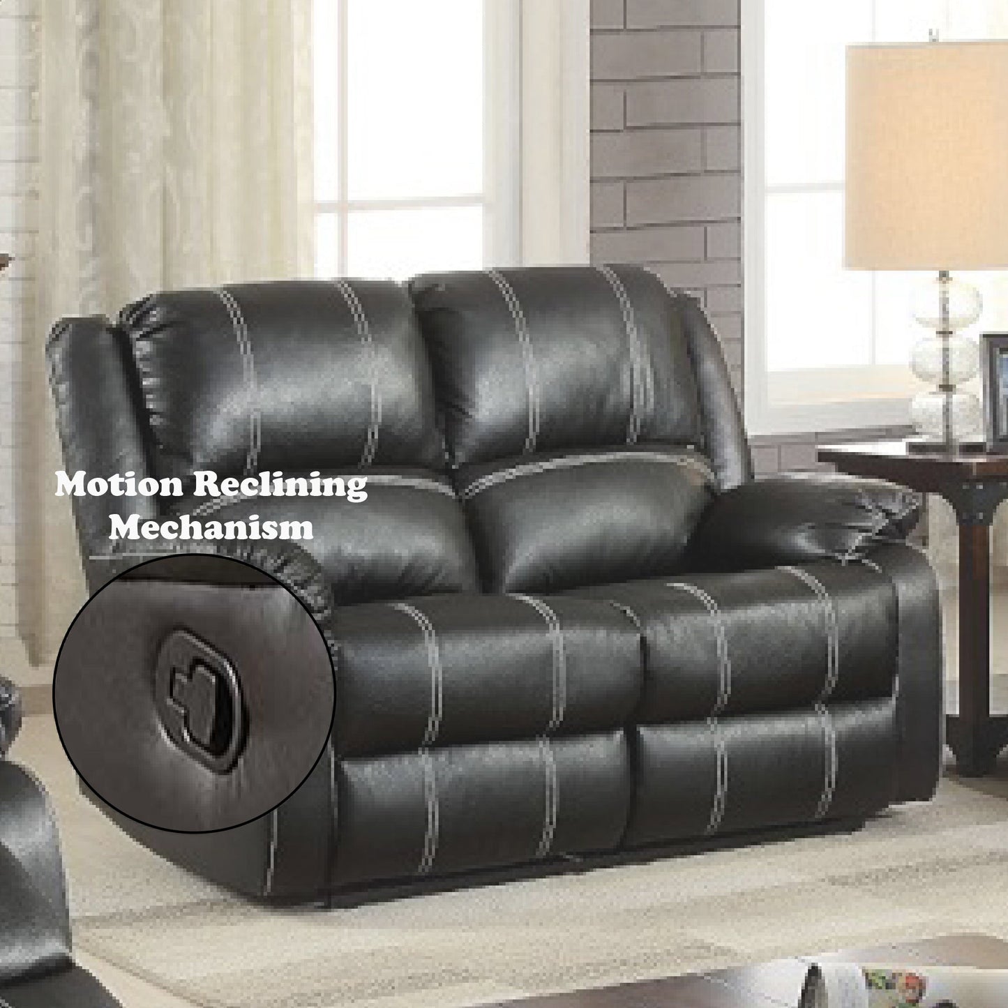 Zuriel Black Synthetic Leather Recliner Loveseat - 1st Choice Furniture Direct