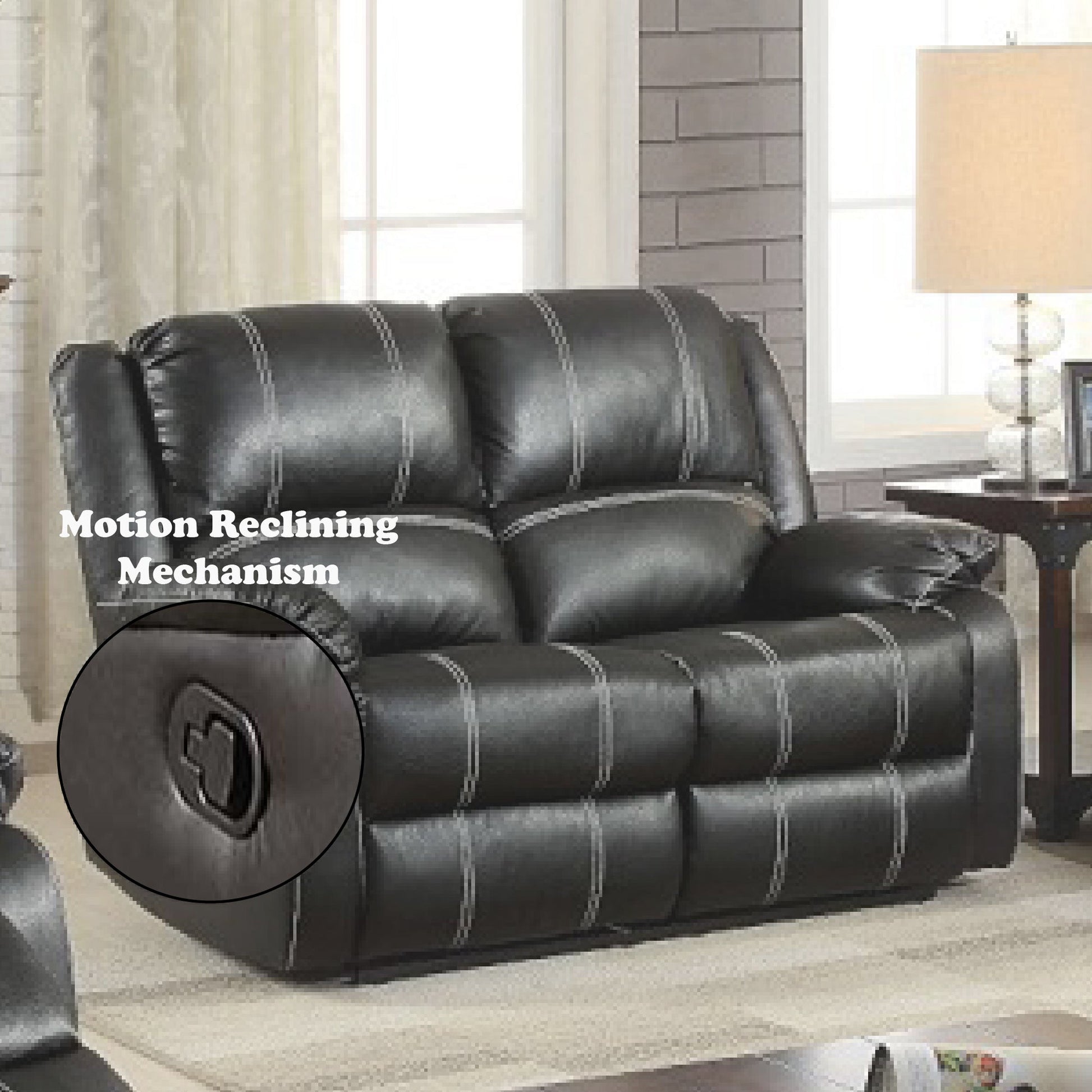 Zuriel Black Synthetic Leather Recliner Loveseat - 1st Choice Furniture Direct