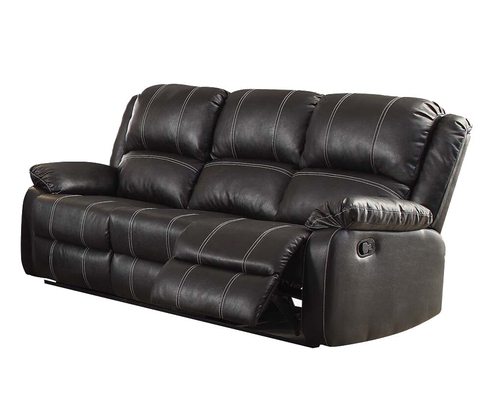 Zuriel Black Synthetic Leather Recliner Sofa - 1st Choice Furniture Direct