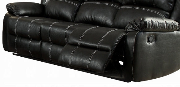 Zuriel Black Synthetic Leather Recliner Sofa - 1st Choice Furniture Direct