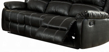 Zuriel Black Synthetic Leather Recliner Sofa - 1st Choice Furniture Direct
