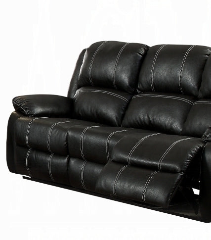 Zuriel Black Synthetic Leather Recliner Sofa - 1st Choice Furniture Direct