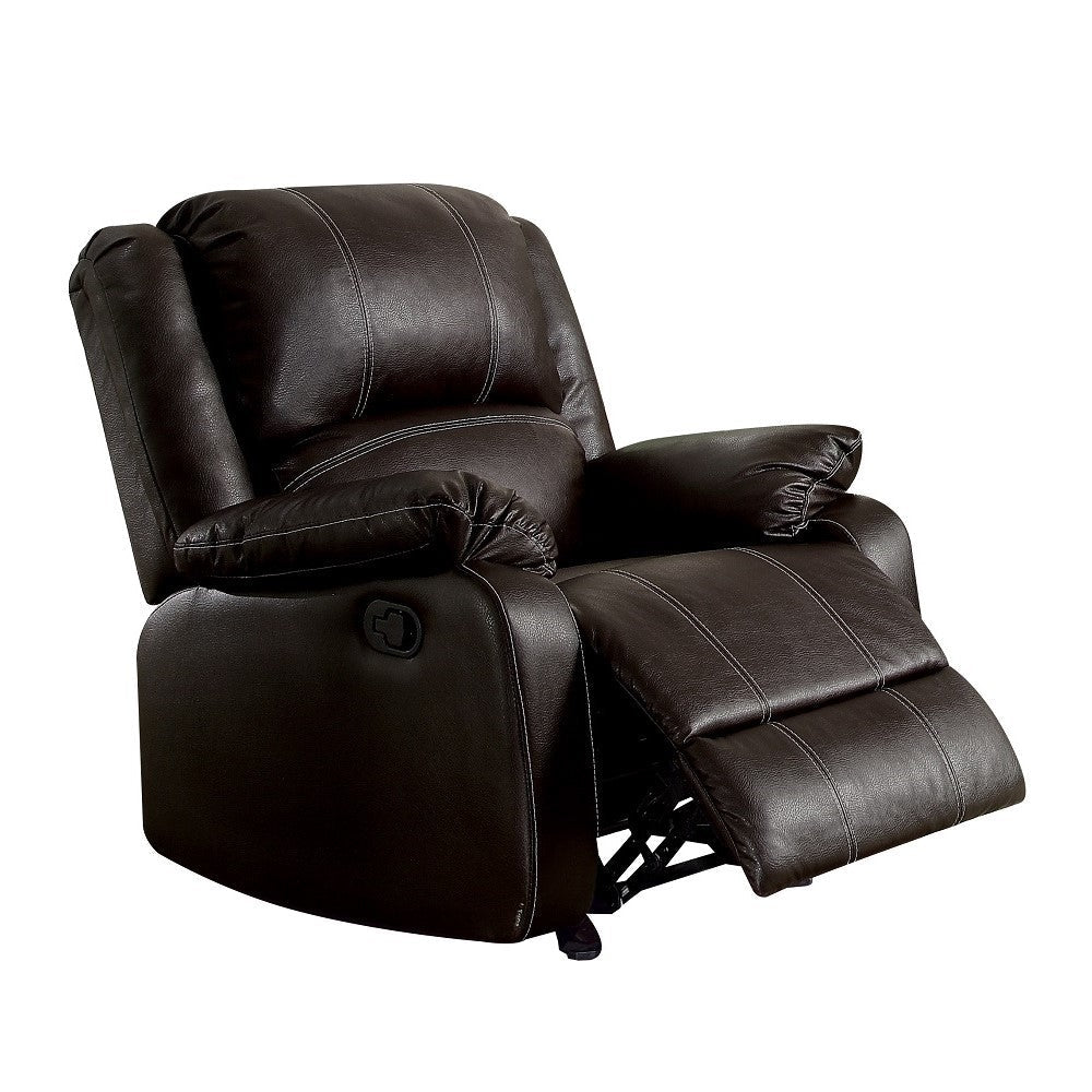 Zuriel Brown Synthetic Leather Recliner Chair - 1st Choice Furniture Direct