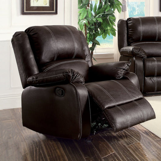 Zuriel Brown Synthetic Leather Recliner Chair - 1st Choice Furniture Direct