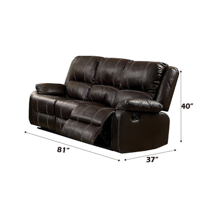 Zuriel Brown Synthetic Leather Recliner Sofa - 1st Choice Furniture Direct