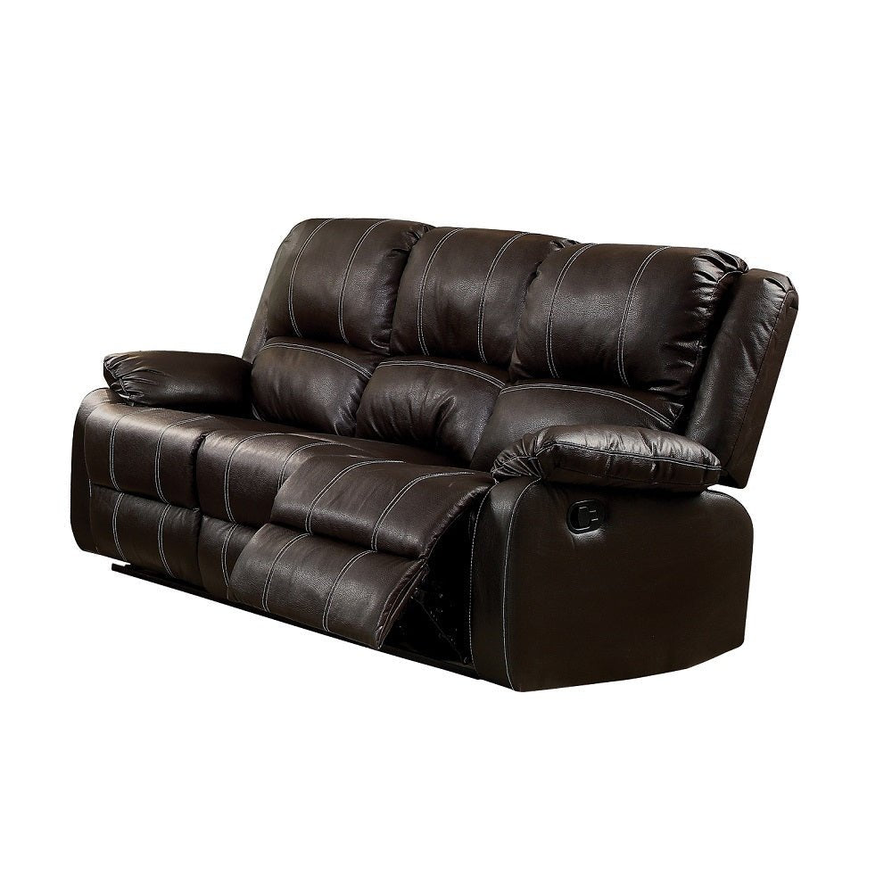Zuriel Brown Synthetic Leather Recliner Sofa - 1st Choice Furniture Direct