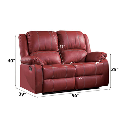 Zuriel Red Synthetic Leather Motion Loveseat - 1st Choice Furniture Direct