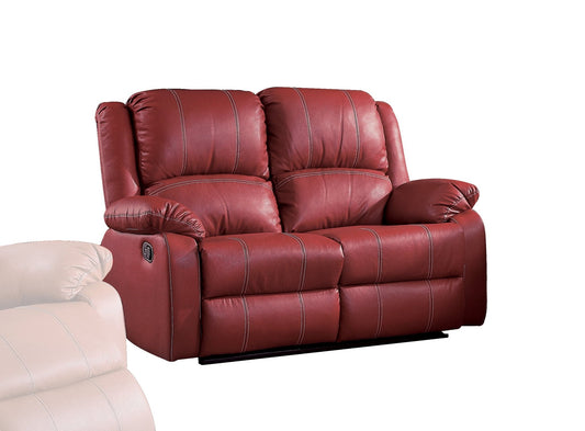 Zuriel Red Synthetic Leather Motion Loveseat - 1st Choice Furniture Direct