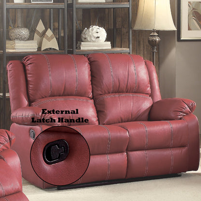 Zuriel Red Synthetic Leather Motion Loveseat - 1st Choice Furniture Direct