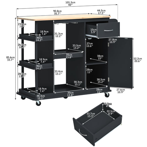 1st Choice Multipurpose Kitchen Cart Cabinet with Side Storage Shelves