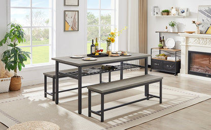 1st Choice Modern 3-Piece Kitchen Table Dining Room Set with 2 Benches