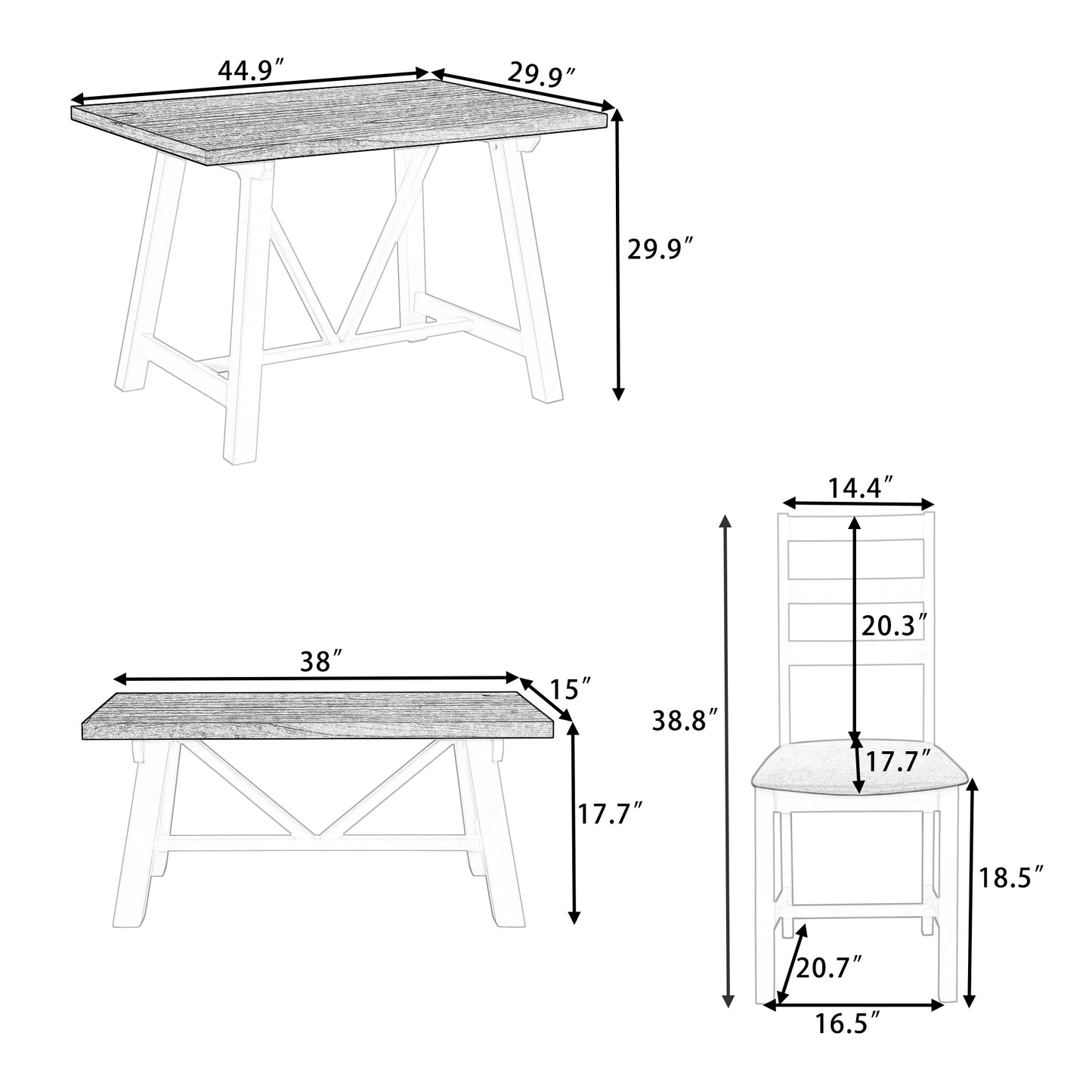 1st Choice 4-Piece Dining Table Set Solid Wood Kitchen Table Set
