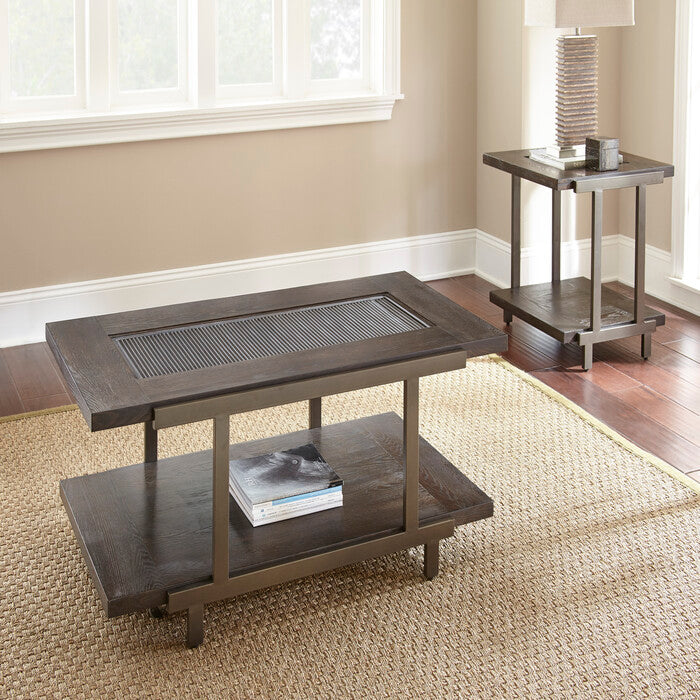 1st Choice Rustic Industrial Cocktail Table with Roomy Bottom Shelf