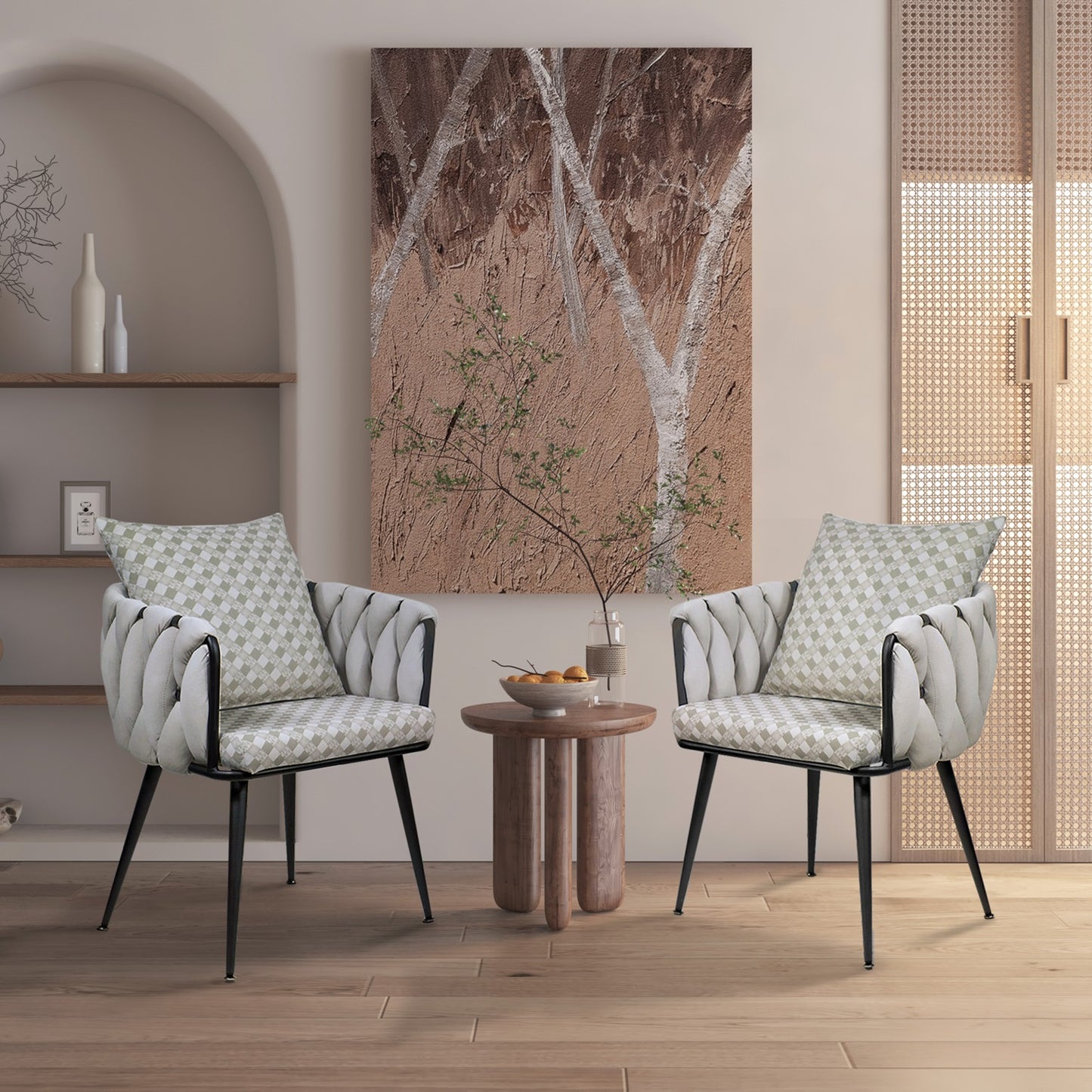 1st Choice Modern Velvet Accent Living Room Beige Dining Chairs Set of 2
