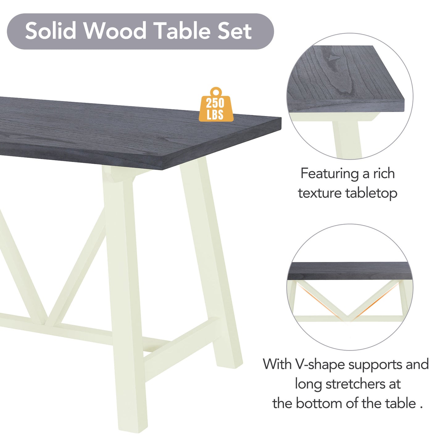 1st Choice 4-Piece Dining Table Set Solid Wood Kitchen Table Set