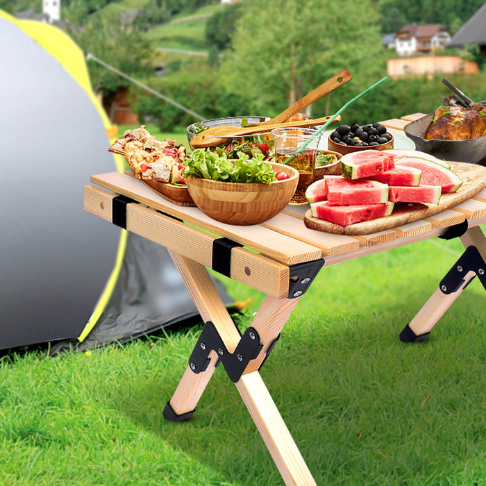 1st Choice Folding Wooden Picnic Camping Roll Up Table with Carry Bag
