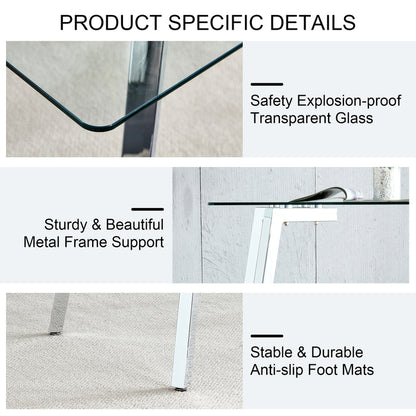 1st Choice Modern Glass Dining Table with 4 Black Dining Chair Set