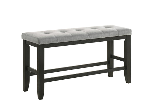1st Choice Charcoal Counter Height Bench with Tufted Upholstery