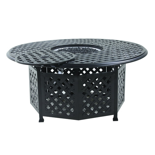 1st Choice 53" Round Aluminum Propane Gas Firepit Table in Espresso Brown
