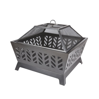 1st Choice Modern Durable Versatile Outdoor 25.98" Square Iron Fire Pit