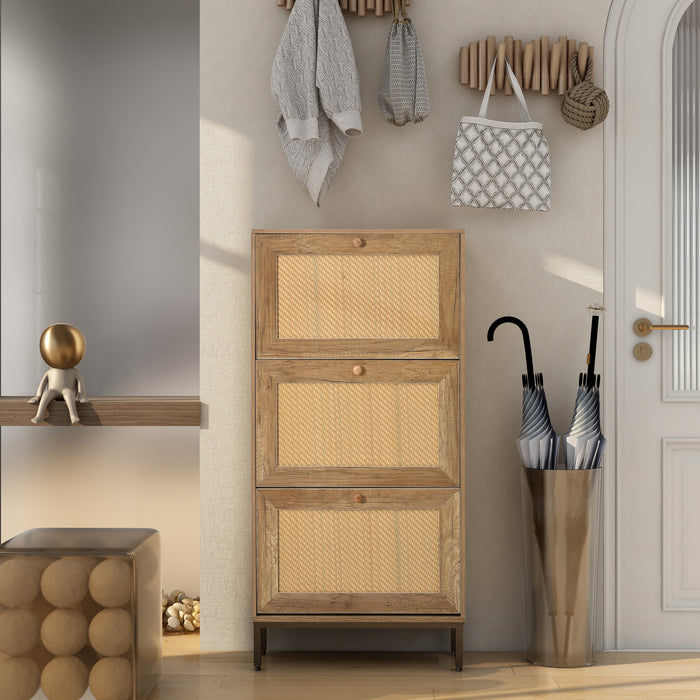 1st Choice 3 Flip Drawer Shoe Cabinet  Rattan Shoe Cabinet Organizer
