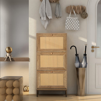 1st Choice 3 Flip Drawer Shoe Cabinet  Rattan Shoe Cabinet Organizer