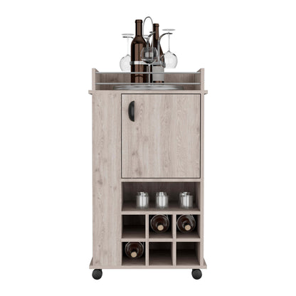 1st Choice Fraser Bar Cart with 6 Built-in Wine Rack and Casters in Light Gray