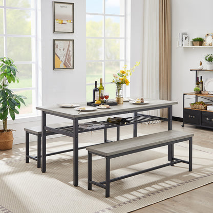 1st Choice Modern 3-Piece Kitchen Table Dining Room Set with 2 Benches
