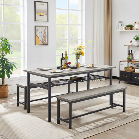 1st Choice Modern 3-Piece Kitchen Table Dining Room Set with 2 Benches