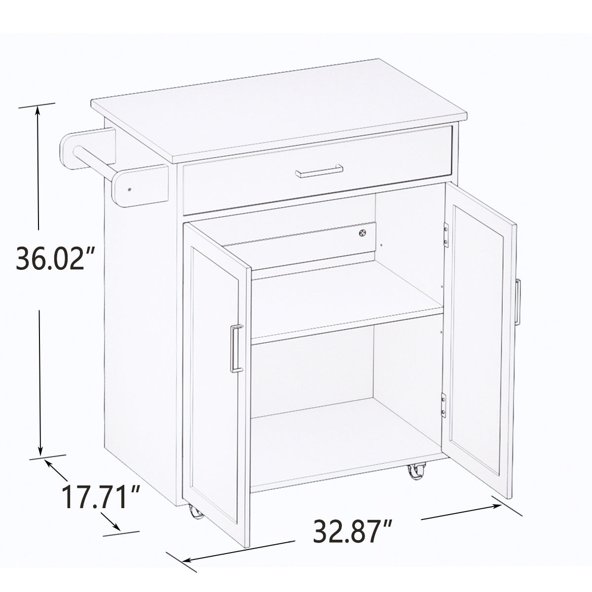 1st Choice Modern Kitchen Island Rolling Trolley Cart With Towel Rack