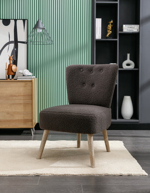 1st Choice Modern Fabric Button Accent Slipper Chair With Wooden Legs