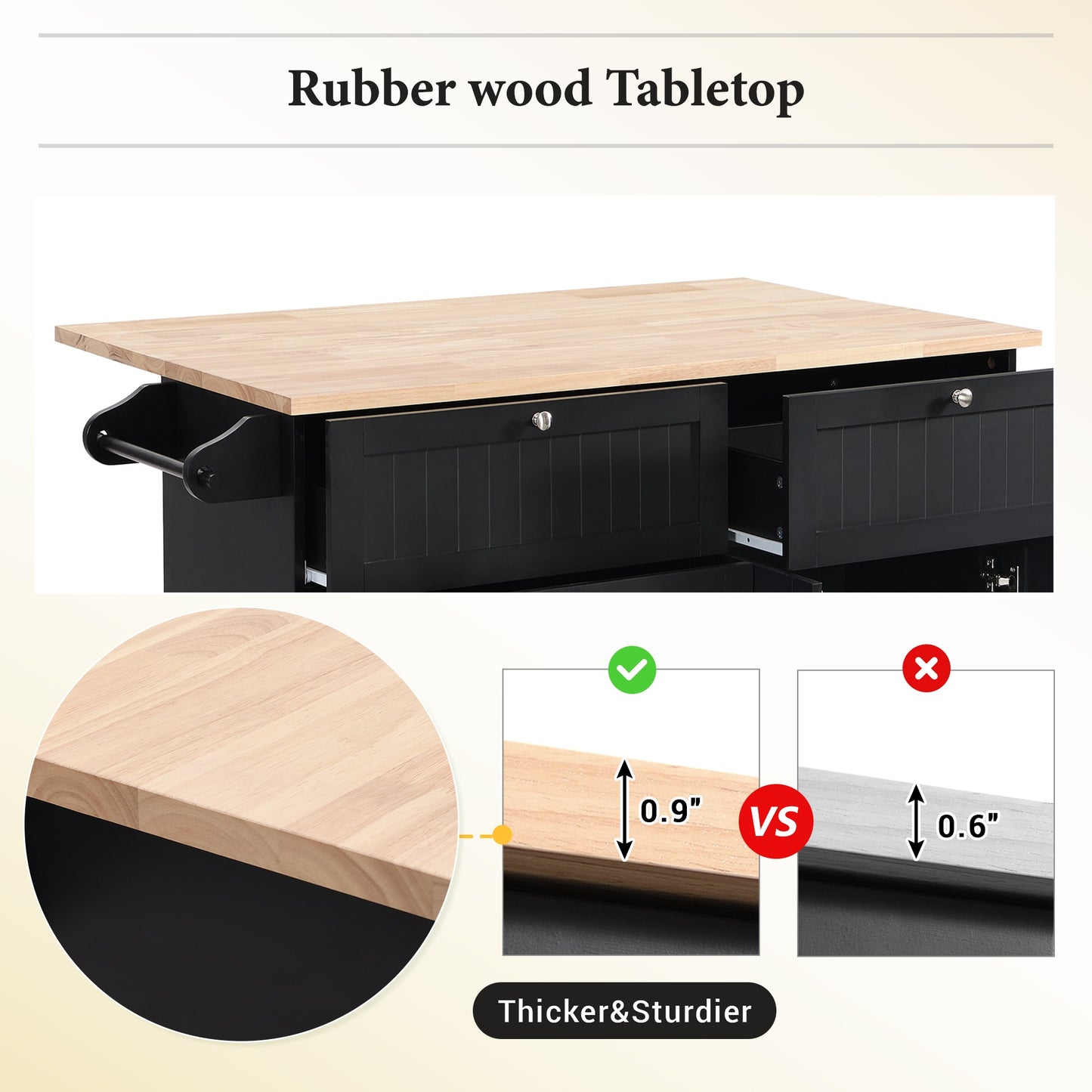 1st Choice Modern Farmhouse Kitchen Island Set with Storage Cabinet