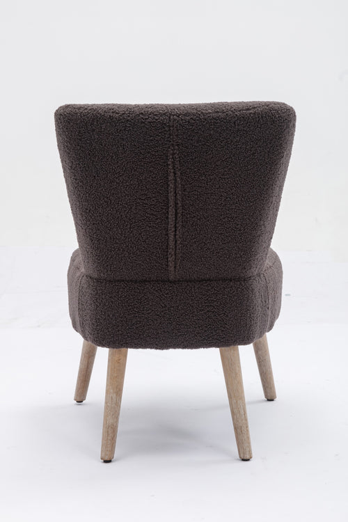 1st Choice Modern Fabric Button Accent Slipper Chair With Wooden Legs