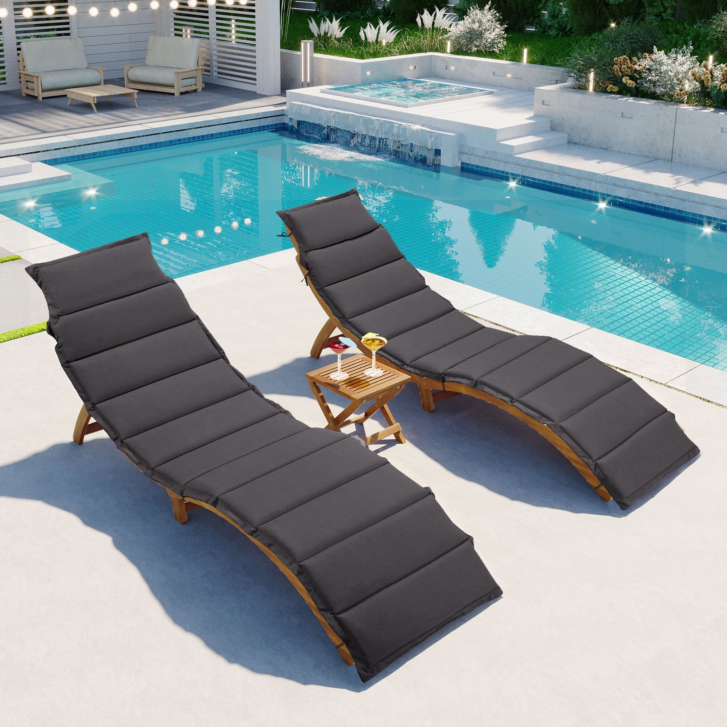 1st Choice Portable Chaise Lounge with Foldable Tea Table