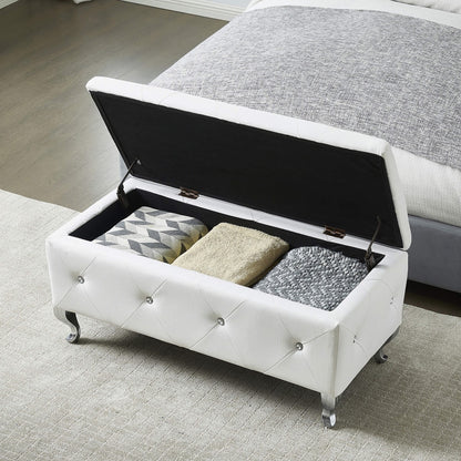 1st Choice Modern Elegant White Storage Bench For Living Room Entryway
