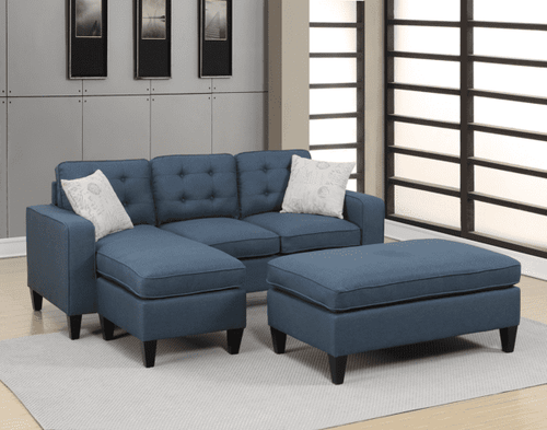 1st Choice Contemporary Luxurious Living Room Sectional Set in Navy