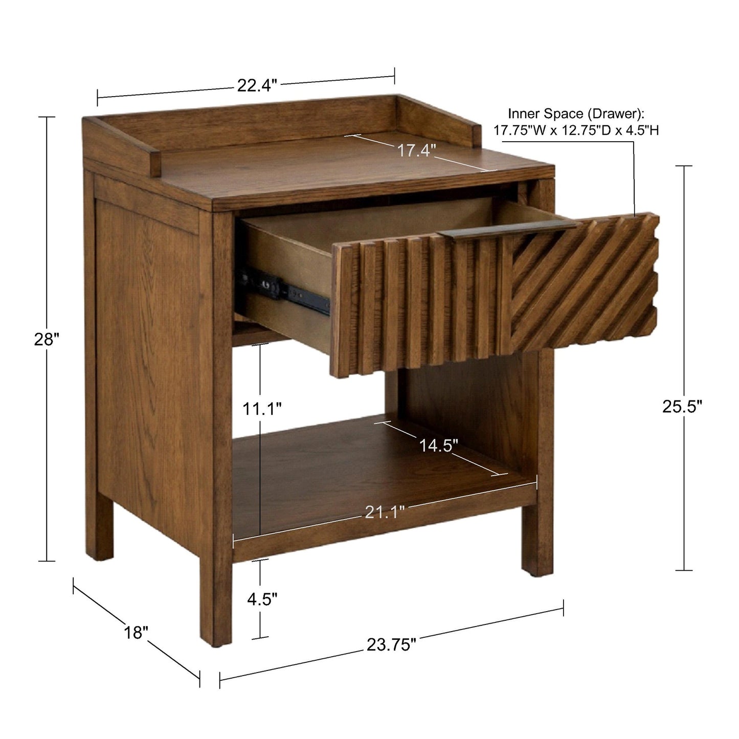 1st Choice Modern Sunset Cliff 1-Drawer Nightstand with Shelf