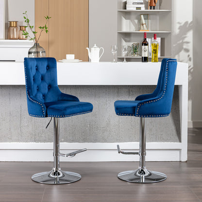 1st Choice Model Swivel Velvet Barstools Adjustable Seat Height