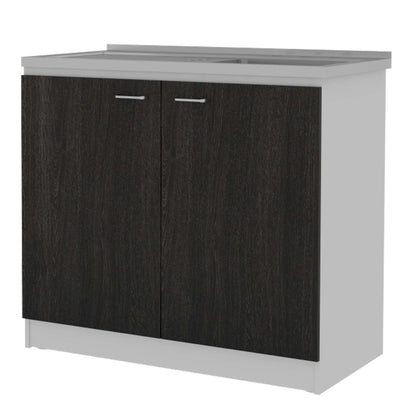 1st Choice 2-Pc Kitchen Set Olimpo 150 Wall Cabinet & Salento Utility Sink - Black/White