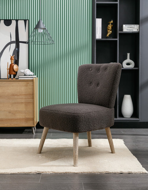 1st Choice Modern Fabric Button Accent Slipper Chair With Wooden Legs