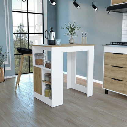 1st Choice Modern Masset Kitchen Island with Side Shelve in White