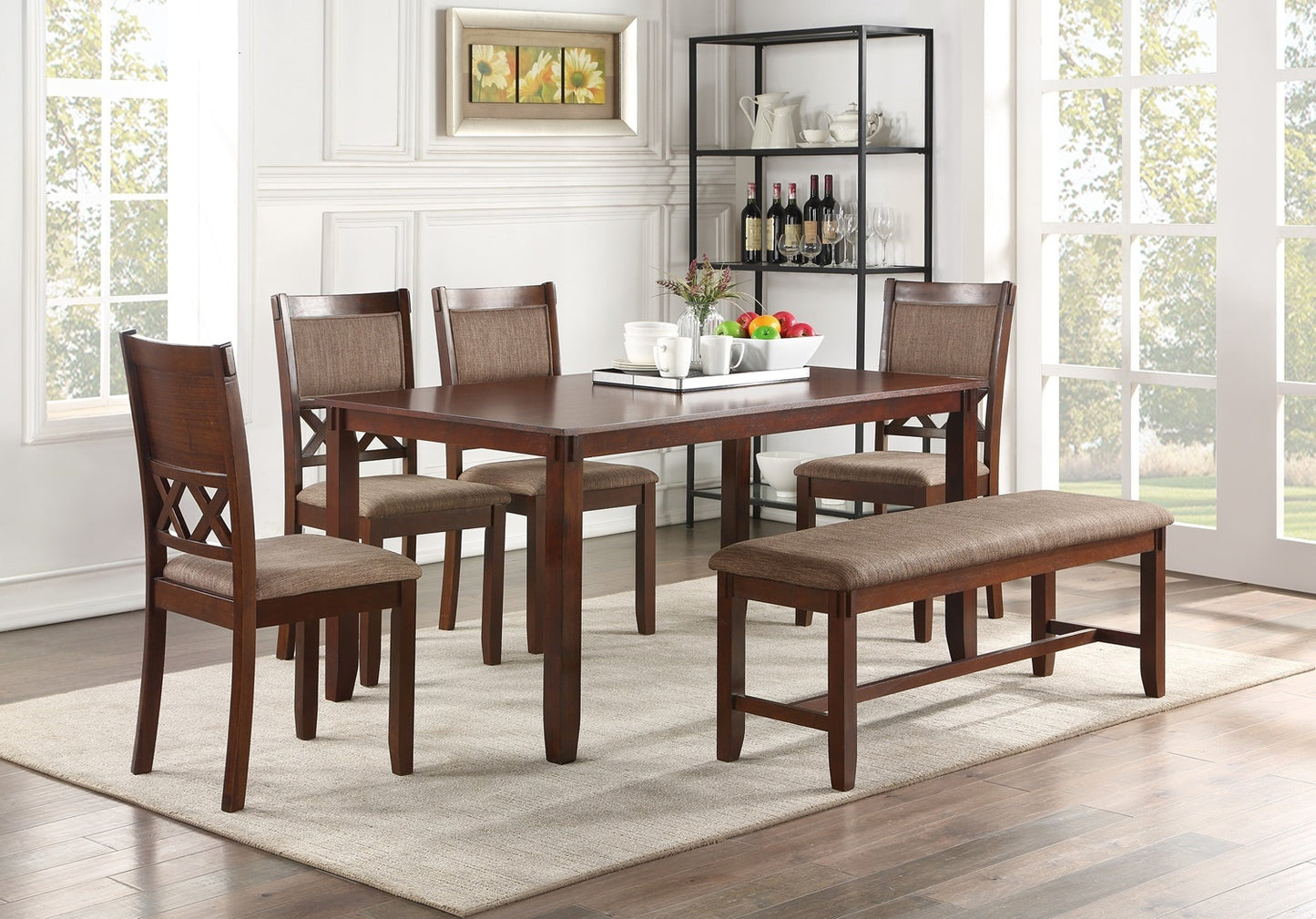 1st Choice Unique Modern 6-Piece Dining Table with 4 Side Chairs Set