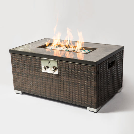 1st Choice Outdoor Fire Table  Propane Fire Pit Rattan Gas Fire Table