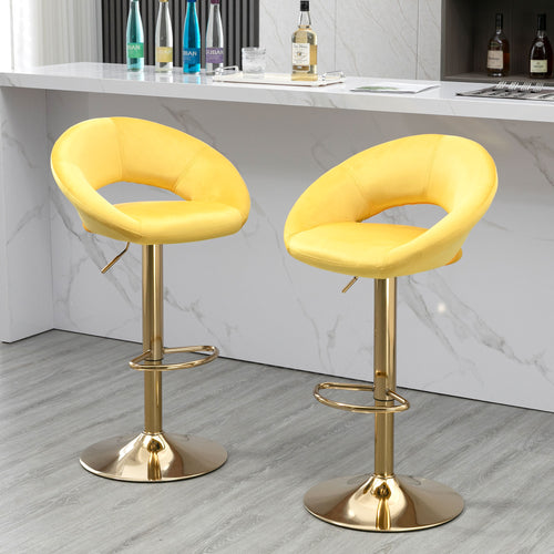 1st Choice Velvet Adjustable Dining Counter Height Bar Chairs - Set of 2