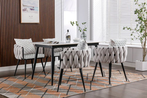1st Choice Modern Velvet Accent Living Room Beige Dining Chairs Set of 2