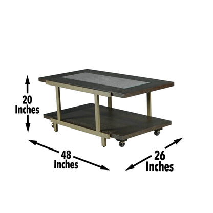 1st Choice Rustic Industrial Cocktail Table with Roomy Bottom Shelf