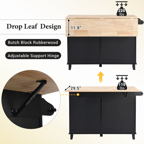1st Choice Modern Farmhouse Kitchen Island Set with Storage Cabinet