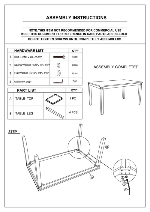 1st Choice Modern Rectangular 6-Piece Dining Table Set Furniture